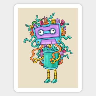 funny music cassette doodle monster Magnet